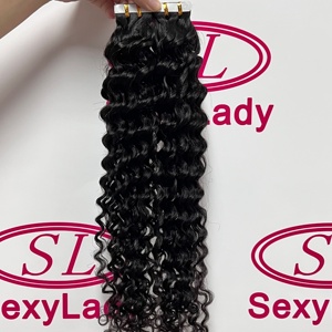 Extensions de cheveux à bandes adhésives 100% cheveux humains vierges, cuticules alignées, invisibles, ondulées lâches, lisses crépus, bouclées birmanes, 50 grammes, 20 pièces - Product Image 2