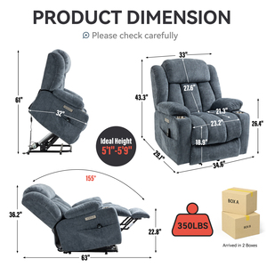 Sillón reclinable de tela de estilo moderno con elevador eléctrico Mecedora giratoria multifuncional para sala de estar Ocio - Product Image 3