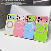 Coque de téléphone magnétique colorée à blocs de couleurs vives pour iPhone 18 Pro Max 17 Air 16 Pro 15 Pro 14 avec support anneau rotatif à 360° et protection antichoc
