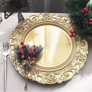 Bandeja Desechable de Plástico Estilo Europeo Golden Export, de Alta Gama, para Restaurante Occidental, Fiesta de Navidad, 13 Pulgadas - Product Image 1