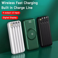 Chargeur sans fil ultra-fin OEM 20000 mAh avec câble intégré, chargeur rapide pour téléphone