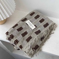 Ladies Check Print Big Winter Trendy Grey Plaid Scarfs Ladys Soft Viscose Cotton Beautiful Scarves for Woman Ladies