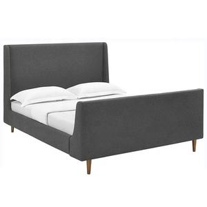 Honglin Furniture Factory Hot <strong>Sale</strong> New Nordic Style Winged Back Durable Double Queen king Upholstered Fabric <strong>Sleigh</strong> Platform <strong>Bed</strong> - Product Image 5