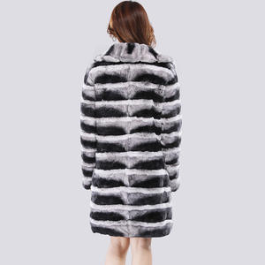 लक्जरी महिलाओं सर्दियों चिनचिला फर कोट लंबी अशुद्ध फर Parka जैकेट - Product Image 5