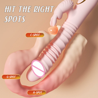 Vibrador de Conejo con Movimiento de Empuje, Juguetes Sexuales, Estimulador de Clítoris y Punto G con Calentamiento 4 en 1, Vibrador de Silicona para el Placer de Mujeres y Parejas