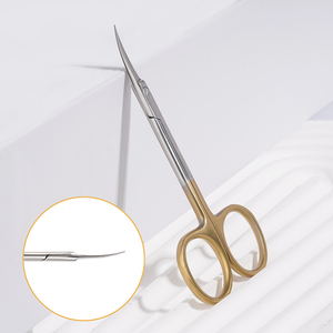 Tijeras puntiagudas de hoja curva ultrafina con mango dorado, pinza para cutículas de uñas de 11,5 cm, grado médico profesional - Product Image 4