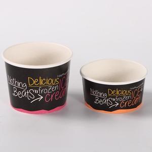Customized Gold <b>Stamping</b> Paper Ice Cream Cups with Paper Lids Brown Paper Sundae Bowl Disposable Kraft Frozen Yogurt Cup - Product Image 3