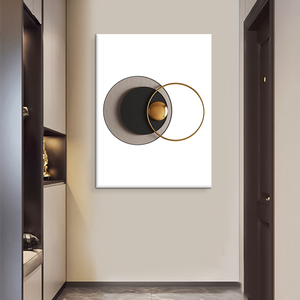 Vente en gros d'art mural moderne <span class=keywords><strong>cercle</strong></span> géométrique abstrait <span class=keywords><strong>peinture</strong></span> sur toile ronde en métal pour la décoration intérieure - Product Image 5