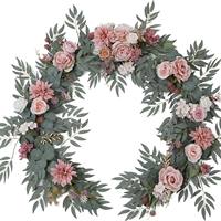 Guirlande de fleurs artificielles orange brûlé, rose terre cuite, dahlias, eucalyptus, pour arche de mariage, chemin de table, cheminée, décoration de fête à domicile
