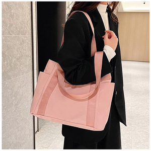 Custom Logo Women <b>Canvas</b> Fashion Tote <b>Bags</b> <b>Large</b> Capacity Shopping <b>Bag</b> with Zipper Closure - Product Image 4
