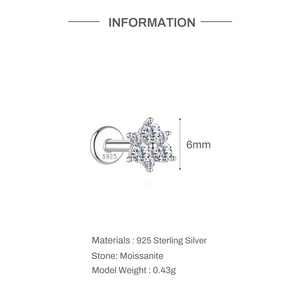 Pendientes de Plata de Ley S925 con Incrustaciones de Morganita, Diseño Geométrico, Baño de Rodio, Hipoalergénicos, para Regalo - Product Image 5