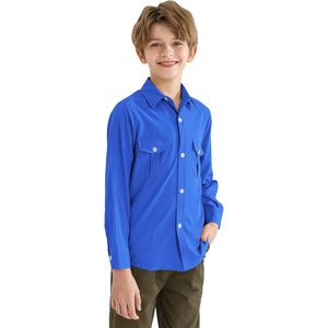 Chemise habillée à manches longues pour garçons Qbk, tissu Oxford, poche poitrine, coupe classique, pour uniforme scolaire - Product Image 2