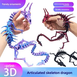 Squelette de dragon imprimé en 3D avec articulations mobiles, figurine artisanale, emballage en boîte, cadeau idéal pour service à thé, aquarium, vente en gros - Product Image 2