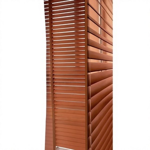 Stores en bois électriques vintage en noyer massif pour salon, bureau, lucarne, occultants, isolants, pare-soleil, à levage et abaissement - Product Image 1