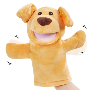 Bouche d'ouverture en vrac chien jaune heureux jouet à main en peluche pour la narration développer l'intelligence famille accompagner marionnettes à main pour les enfants - Product Image 1