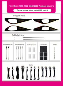 Lumière ambiante de voiture à 64 couleurs contrôlée par application SJC pour Infiniti Q50/Q50L 2013-2022, éclairage LED dynamique, accessoires intérieurs de voiture, mise à niveau - Product Image 6