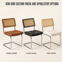 Chaise de salle à manger d'hôtel moderne de luxe, revêtement en cuir, rotin, métal, sans accoudoirs, dossier pour la maison, le bureau ou l'appartement