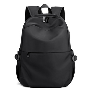 Bai Pan Men's <b>Backpack</b> <b>Large</b> Capacity 15 Inches Laptop Bag Casual Travel Student Schoolbag Black Gray Solid Color - Product Image 5