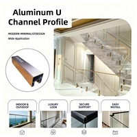 Rampe en U en aluminium minimaliste moderne - Système de balustrade en verre à profil mince
