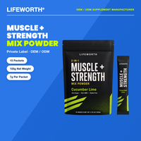 LIFEWORTH Mélange de récupération musculaire et de soutien à la force + Poudre mélangée 2-en-1 Post-entraînement Concombre et Citron Vert 15 Sachets Sans Sucre