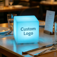Cubo LED Luminoso Personalizzato, Lampada da Tavolo Ricaricabile con Logo Personalizzabile, Dimmerabile, per Eventi, Matrimoni, Bar