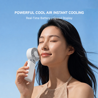 Ventilateur portable rechargeable mini avec design de pales de turbine à vent puissantes, support pliable, affichage numérique, batterie 3600 mAh