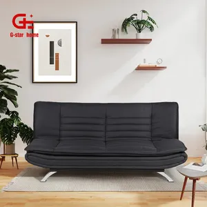 Sofá Cama Plegable de Tela Negra México, Diván, Futón, Sofá Convertible en Cama - Product Image 1