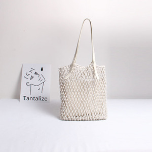 malla de algodón <span class=keywords><strong>Shopper</strong></span> Tote bolso elegante para rato viaje de compras de comestibles diario mujer chica - Product Image 4