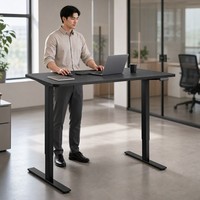 Bureau électrique silencieux en bois AOR, double usage assis-debout, pour bureau, études et ordinateur, extensible, facile à assembler, direct usine