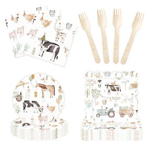 Platos de Papel Desechables con Diseño de Granja (Vacas, Gallinas, Cerdos) de DAMAI, para Fiestas Infantiles - Product Image 4