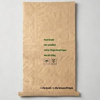 Sac en papier kraft de qualité alimentaire 25 kg en PP tissé avec soufflet, haute qualité, personnalisé pour l'emballage de mélanges d'épices et de condiments