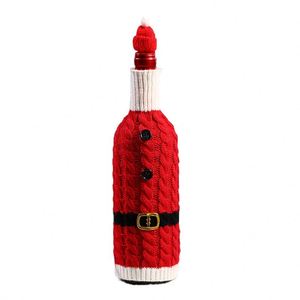 Christmas <b>Red</b> Wine Bottle Cover Sleeve Bags Knitted Wool <b>Belt</b> Elderly Xmas Table Kitchen Decor Ornament Gifts - Product Image 1