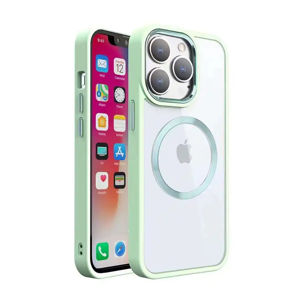 Shanhui磁気CDメッキモバイルカスタム電話ケース、iPhone 15 promax用メタルスタンド付き