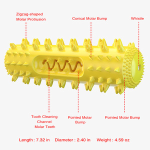 ของเล่นยางสีเหลืองสำหรับสุนัข มีหนามและคุณสมบัติทำความสะอาดฟัน - Product Image 3
