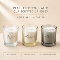 Bougie parfumée moderne de luxe en cire de soja faite à la main avec gobelet en verre électroplaqué perlé, parfum personnalisé, cadeau pour les commandes en gros