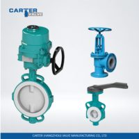 Vanne à soupape à garniture fluoressée Carter QT450 WCB 316 PTFE Wafer BW Gear électrique à modèle droit pour liquides corrosifs GB ASME B16.5 OEM