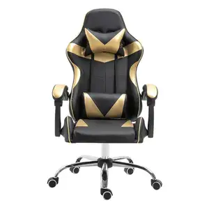 Siyah altın Pu deri döner bilgisayar ofis yarış tarzı zafer oyun şezlong ergonomik tasarım sandalyeler