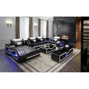 USB charger furniture couch living room sofa leather with LED light