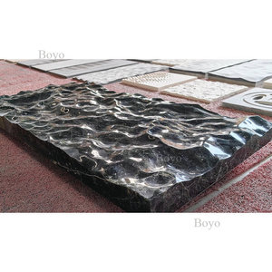 Ubin Lantai Marmer Mewah Bergaya Beralur 3D Permukaan Bergelombang Nero <span class=keywords><strong>Marquina</strong></span> Ubin Marmer Cair Hitam - Product Image 2