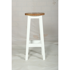 Taburete de Bar Muro Blanco y de Madera Natural con Asiento Rústico y Diseño de Estructura Resistente - Product Image 1