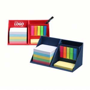 Custom PET Sticky Notes <b>Cube</b> Set with Rotating Foldable Dispenser and Pen Holder Promotional Desk Organizer with Logo - Product Image 1