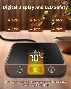 Calentador de Tazas USB Inteligente con Pantalla de Temperatura, Apagado Automático de 2 a 12 Horas, Diseño de Madera para Oficina y Hogar, Productos en Stock - Product Image 6