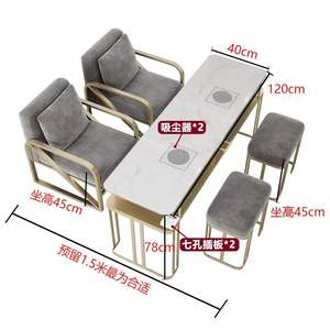 Mesa de Manicura Móvil Individual de Lujo con Cubierta Blanca y Marco Metálico Dorado, Diseño Moderno, Mesa y Sillas para Manicura - Product Image 3