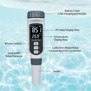 HEDAO PH828 Testeur de pH numérique étanche portable OEM pour la qualité de l'eau potable, des piscines et de l'hydroponie avec température automatique - Product Image 4