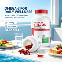 Huile de Krill 2000 mg en gélules molles avec EPA, DHA, Astaxanthine et Phospholipides pour le soutien de la santé cardiaque, cérébrale et articulaire