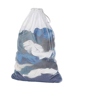 Grand sac à linge en filet pliable et réutilisable avec cordon de serrage pour machine à laver, idéal pour les voyages, l'hôtel et la maison - Product Image 4