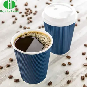 Kahve kapaklı kupa dalgalanma duvar kupası Logo baskılı tek kullanımlık kağıt kahve fincanları