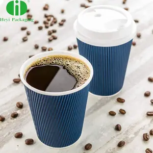 Cốc cà phê với nắp gợn tường cup Logo in giấy dùng một lần ly cà phê