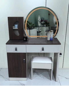 Muebles de Dormitorio Modernos y Sencillos, Mesa de Maquillaje con Espejo con Luz LED y Múltiples Cajones de Almacenamiento - Product Image 4