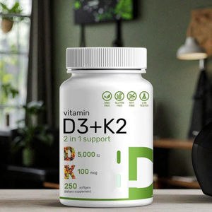 Capsule molle de vitamine D3K2 de marque propre OEM 10 000 UI + <span class=keywords><strong>K2MK7</strong></span> 200 mcg pour la santé osseuse, complément alimentaire sans gluten pour adultes et adolescents - Product Image 2